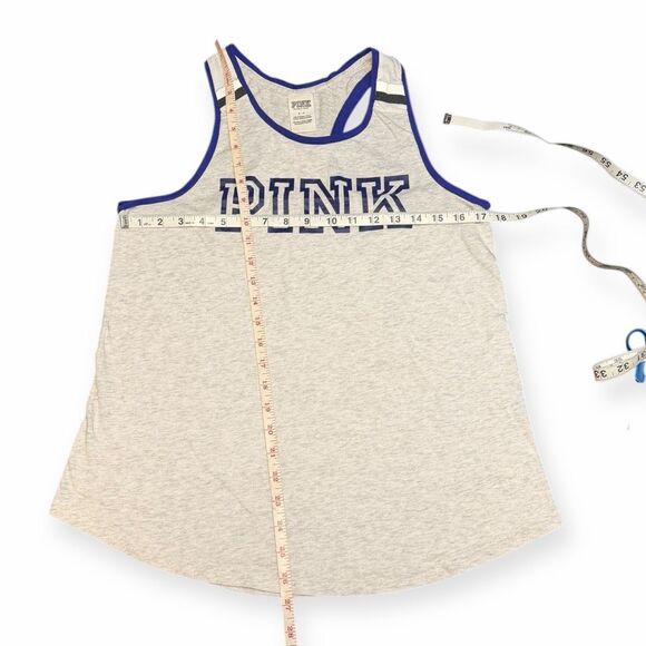 PINK VICTORIA’S SECRET Women’s Gray and Blue Racerback Tank Top Size Small - Picture 5 of 5